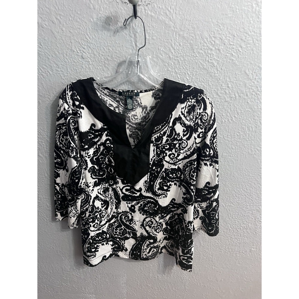 Lauren Ralph Lauren Women's Shirt  Size Large Paisley Black White